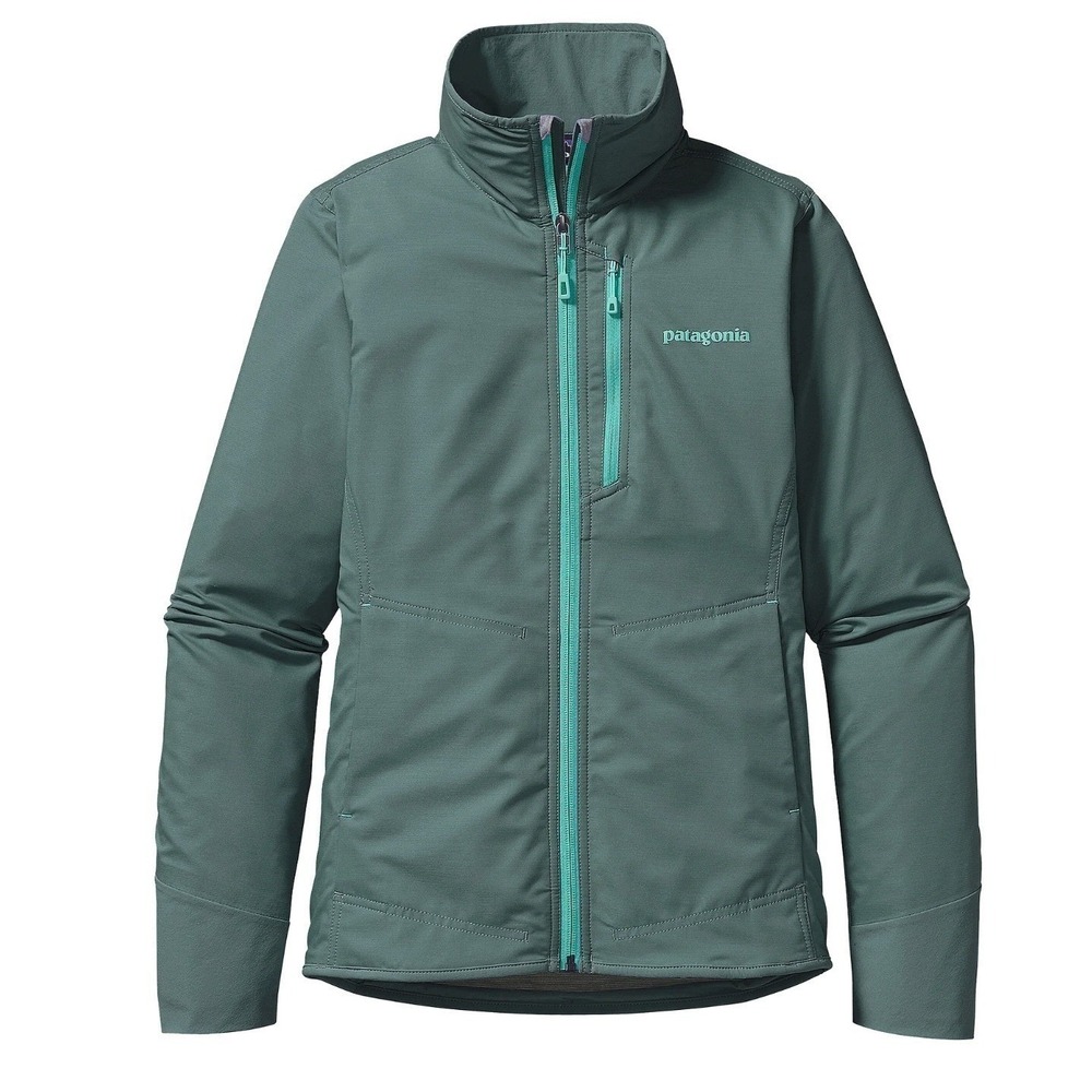 Patagonia Adze Hybrid Softshell Jacket Grey Teal Trim Womens Small